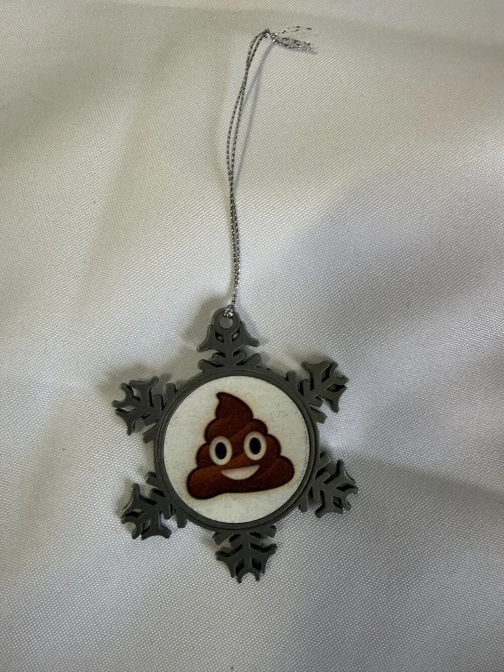 Christmas Tree Decoration Poop Emoji Snowflake Ornament XMAS Tree Poop Face NIB‎